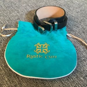Rustic Cuff black leather wrap bracelet